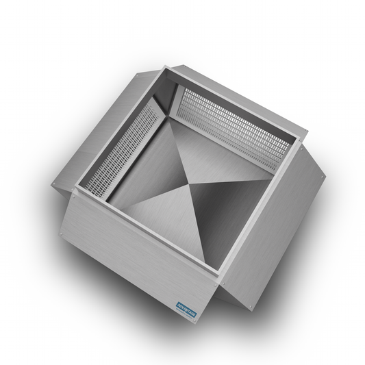 Caja de descarga de doble deflexión con cara inclinada - Cuatro vías