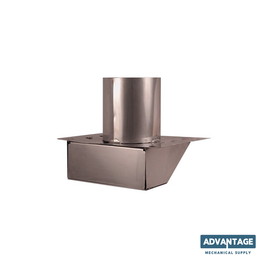 A stainless steel mechanical supply product, likely a duct flange or vent assembly, shown on a plain white background with an 'ADVANTAGE MECHANICAL SUPPLY' logo in the bottom right corner.