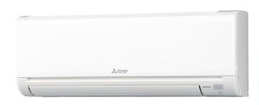 A white wall-mounted Insco Mitsubishi M-Series Single-Zone High Efficiency Heat Pump System MSZ-GX (indoor) with a closed vent, featuring inverter technology for energy-efficient performance.