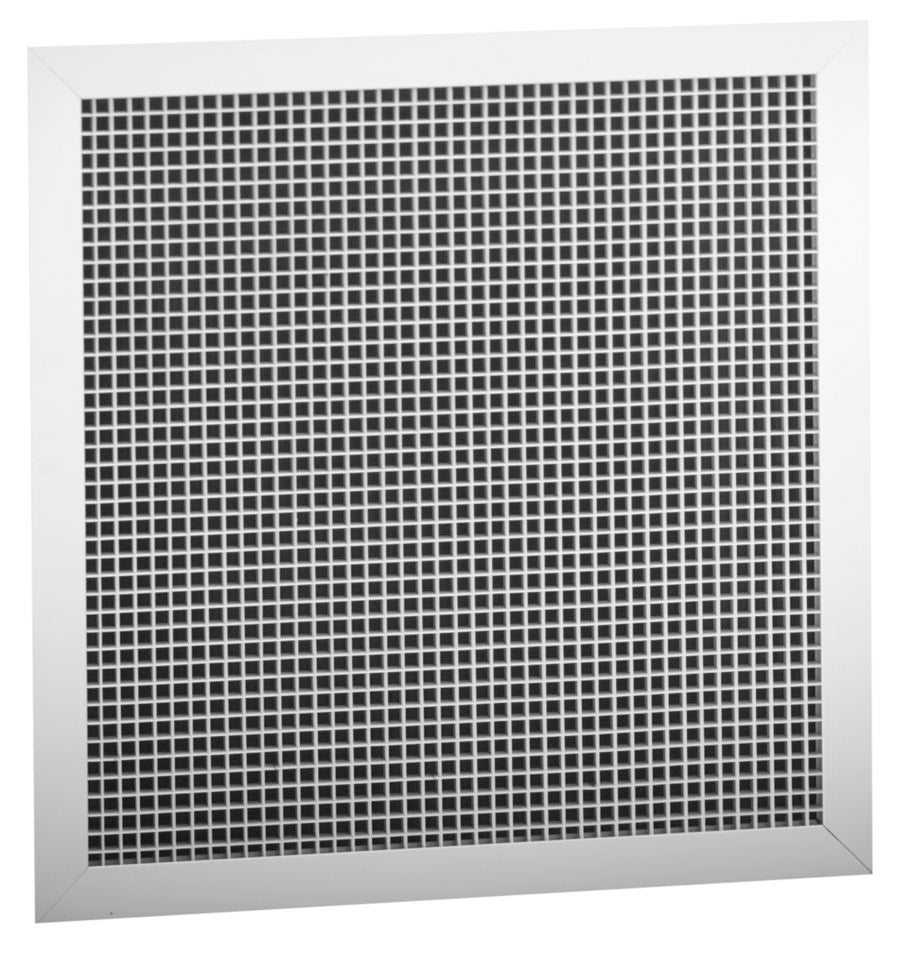 The Hart & Cooley Aluminum Frame, Aluminum Eggcrate Return Grille features an aluminum grid in a white frame, shown front-facing on a plain background. Ideal as an Eggcrate ceiling diffuser for T-Bar ceilings.