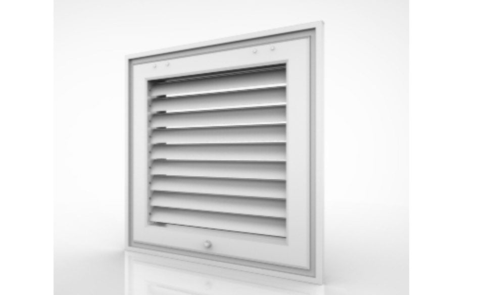 Return grille with fixed blades at 45 degrees of deflection