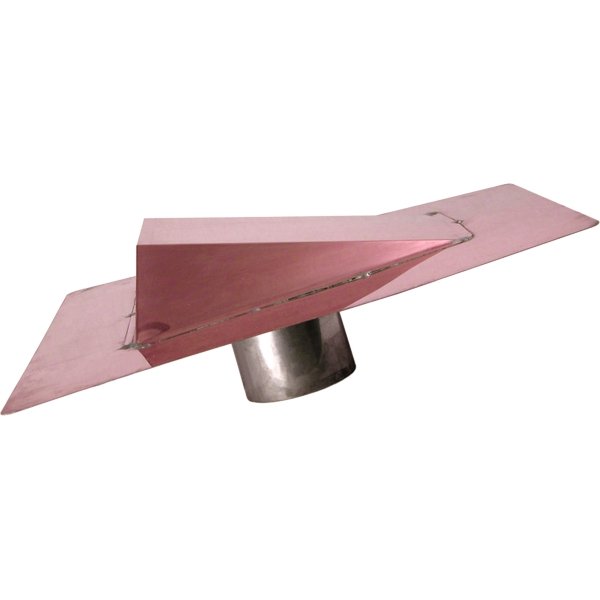 The Thunderbird Low Profile Roof Exhaust Vent features a sloped, angular top cover that directs water away from the opening, ensuring efficient airflow and protection.