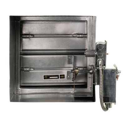 The Aire Technologies Series 30 Fire and Smoke Dampers Class I are rectangular metal dampers with side-mounted actuator and controls, designed for fire/smoke applications and tested to UL 555/NFPA 90A standards, shown on a white background.