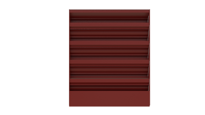 The Aire Technologies 245-SD Stationary, Drainable Louver is a maroon rectangular aluminum unit featuring six evenly spaced horizontal ridges, shown against a plain white background.
