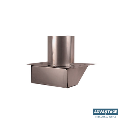 A stainless steel mechanical supply product, likely a duct flange or vent assembly, shown on a plain white background with an 'ADVANTAGE MECHANICAL SUPPLY' logo in the bottom right corner.