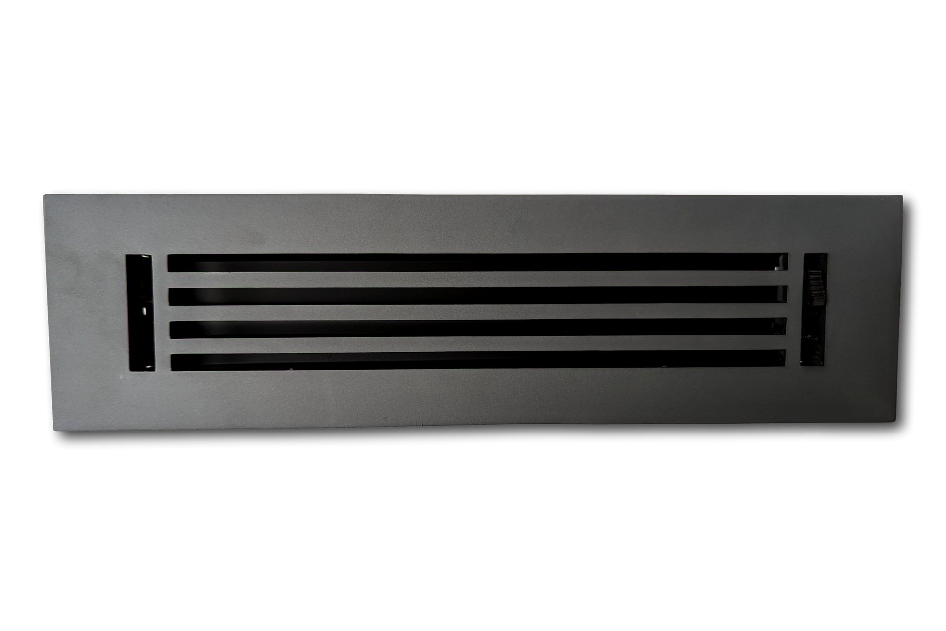 Madelyn Carter Cast Aluminum Linear Bar Vent Cover in Carbon Gray, featuring horizontal slats and a matte finish, shown against a white background.