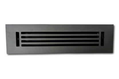 Madelyn Carter Cast Aluminum Linear Bar Vent Cover in Carbon Gray, featuring horizontal slats and a matte finish, shown against a white background.