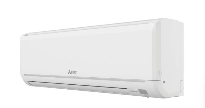 The Insco Mitsubishi M-Single-Zone 18 SEER2 Heat Pump System MSZ-WX (Indoor) is a white, wall-mounted unit shown against a plain background, providing energy-efficient heating and cooling for various spaces.