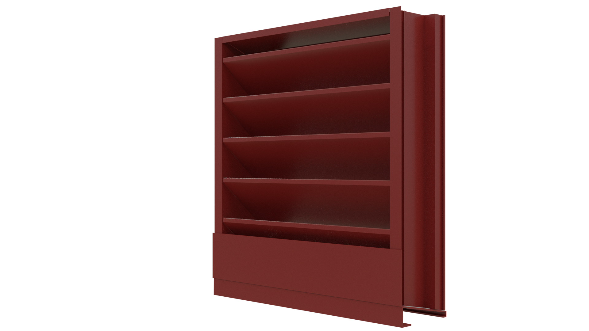 The Aire Technologies 438-SD Stationary Drainable Louver, featuring a rectangular metal frame and horizontal blades, is available in custom sizes and shown isolated on a white background.