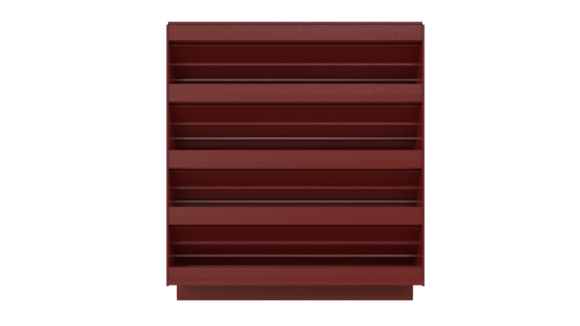 The Aire Technologies 445-SW Stationary, Non-Drainable Louver is a maroon, freestanding shelf unit with six even horizontal shelves, resembling a stationary louver, shown front-facing against a plain white background.