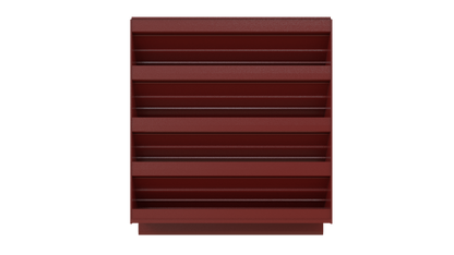 The Aire Technologies 445-SW Stationary, Non-Drainable Louver is a maroon, freestanding shelf unit with six even horizontal shelves, resembling a stationary louver, shown front-facing against a plain white background.