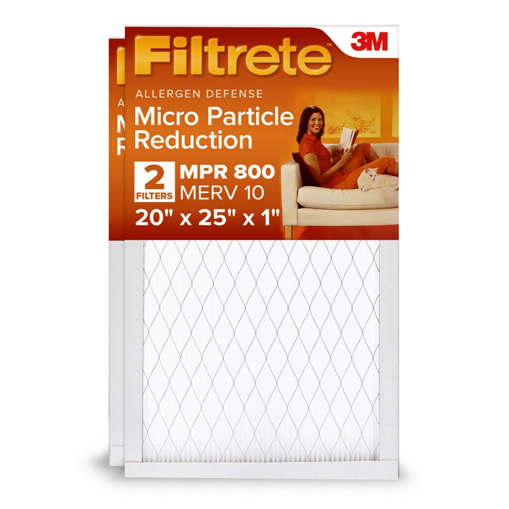 20X25X1 Air Filter, MPR 800 MERV 10, Micro Particle Reduction, 2 Filters