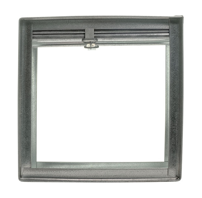 The Aire Technologies Series 05 Type A - Static Fire Damper is a square galvanized steel unit featuring a top latch, shown against a white background.