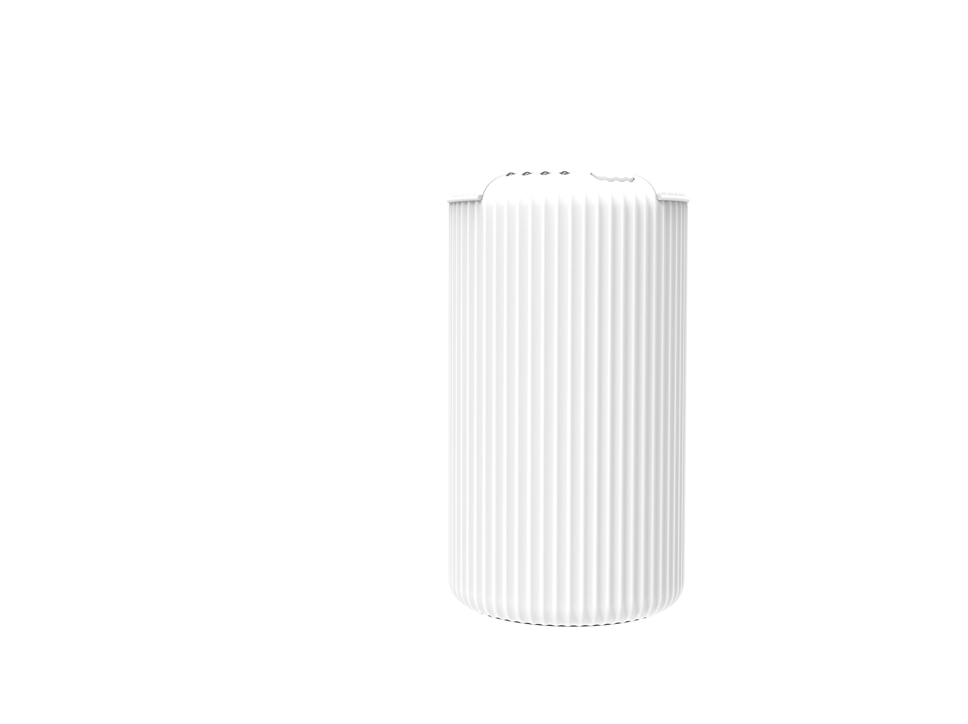 The ARO-CAR by AROMELY is a white, cylindrical, ribbed portable car diffuser with cold air diffusion technology, designed to bring your favorite fragrances anywhere. It features a rounded top and stands out on a plain white background.