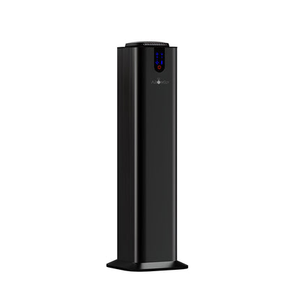 The AROMELY Smart Bluetooth Scent Diffuser is a tall, black rectangular device with a digital display and top-front control buttons, featuring Bluetooth technology for customizable fragrance in open areas up to 2,000 SQSF.
