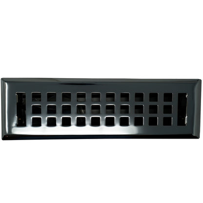 Madelyn Carter Cast Brass Artisan Vent Cover in polished chrome, featuring a grid of square openings, photographed against a white background.