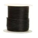 A spool of Honeywell Mini Split Power & Communication Wire, 14 AWG black, is wound around a white plastic reel and shown against a plain background.