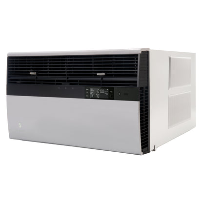 The Friedrich Kühl® Window Smart Wi-Fi Room Air Conditioner features QuietMaster technology, a digital display, control buttons, and ventilation grilles—ideal for anyone seeking a quieter room air conditioner.