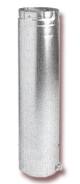 The Metal-Fab 4 Inch Double Wall Vent is a vertical metal duct pipe with a smooth finish and slightly crimped top edge, designed for HVAC ventilation systems and compatible with vent pipe fittings.