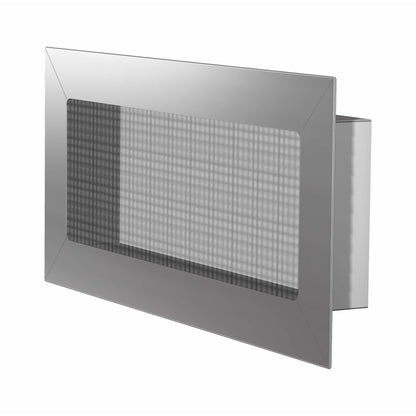 The Thunderbird Foundation - Basement Vent is a rectangular metal wall vent cover with mesh screen, designed for easy installation as a vent on walls or ceilings.