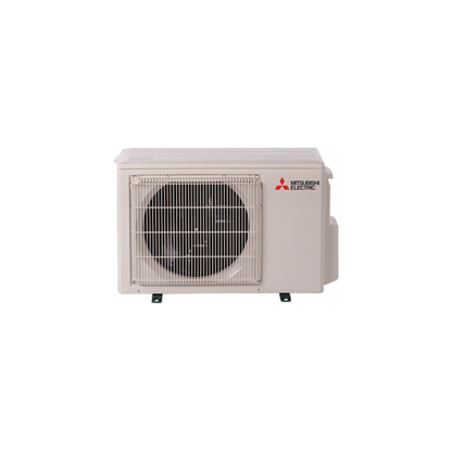The Mitsubishi Outdoor Single Zone Universal Standard Condenser (MUZ,MUY-GL) features an inverter-driven compressor, visible fan, and protective grille, shown here against a white background.